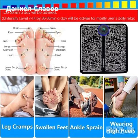 Електроимпулсен стимулатор за ходила Ems Foot Massager, снимка 3 - Друга електроника - 45200385