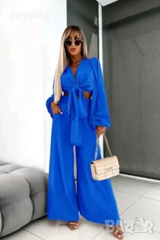 Дамски син комплект от две части