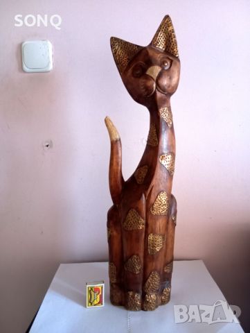 Страхотна Голяма Стара Дървена Фигура-Котка, снимка 13 - Декорация за дома - 45115935