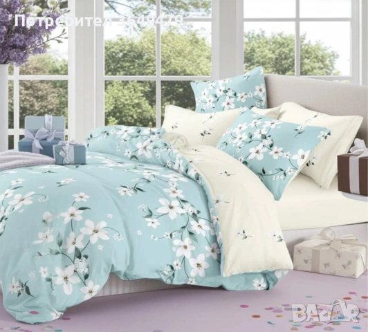 Спален комплект от 6 части с ластик, снимка 2 - Спално бельо - 54230302