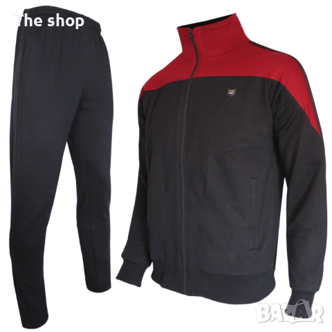 Памучен екип в черен и червен цвят (003), снимка 1 - Спортни дрехи, екипи - 44969991