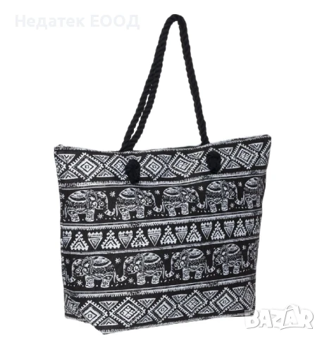 Плажна чанта, Черен, 54x17x37см., снимка 3 - Чанти - 50655809