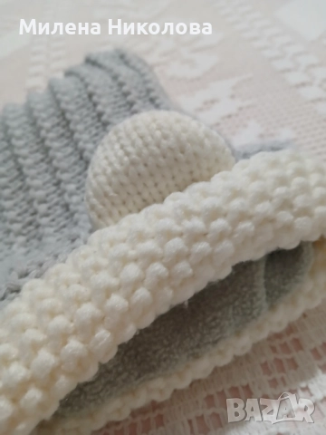 Топла плетена шапка с ушички, снимка 4 - Шапки, шалове и ръкавици - 52506825