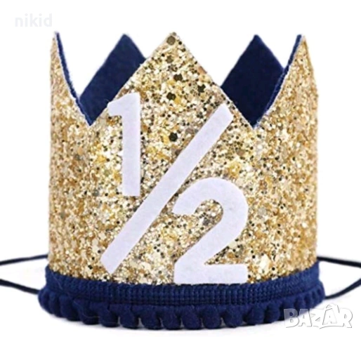 1/2 Половин година годинка рожден ден бебе корона лента за глава парти от филц, снимка 9 - Други - 26706039