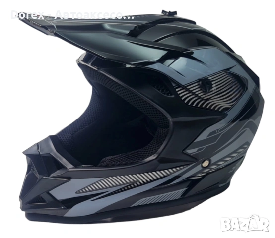 Крос каска за мотор, мотокрос и АТВ - черно-сива M/L, снимка 2 - Аксесоари и консумативи - 54145329