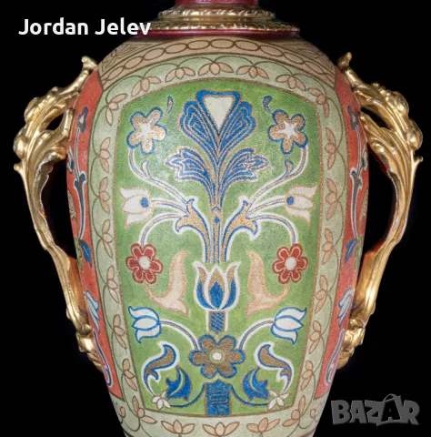 Рядка 100 годишна ваза от Franz Anton Mehlem- Royal Bonn., снимка 4 - Вази - 50295157