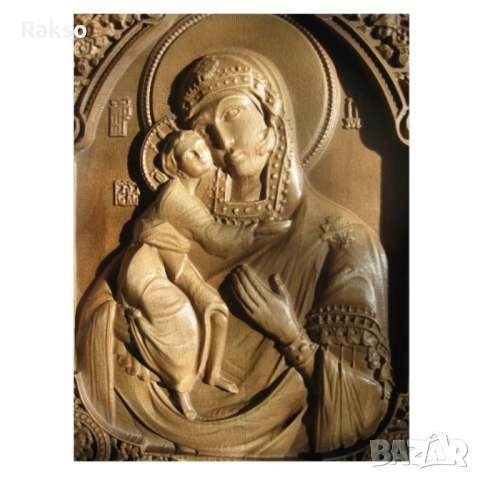 Дърворезба икона "Богорородица", снимка 4 - Икони - 51916189