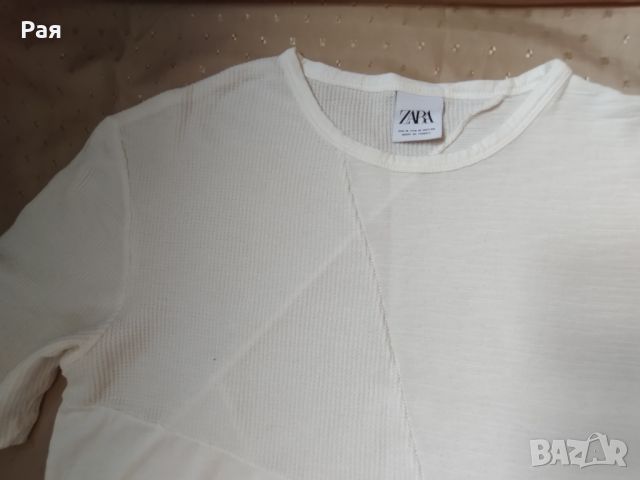 Бяла блуза zara с къс ръкав , снимка 7 - Блузи - 46365296