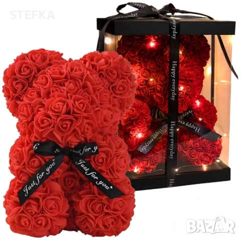 Мече от рози с кутия  25см/13.30€