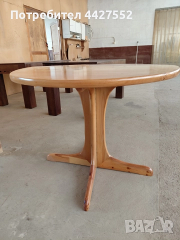 Трапезна маса ф110 см  дъб и още 6 бр., снимка 11 - Маси - 52447007