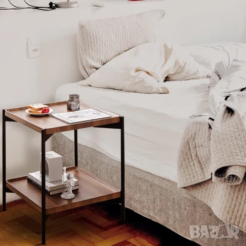 2-етажна квадратна маса за кафе 60см странична в рустик орех/60 см №5, снимка 4 - Маси - 51121673