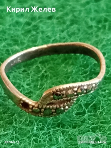 Разкошен скъпоценен сребърен пръстен с ювелирно инкрустирани кристали 52353, снимка 2 - Пръстени - 52707658