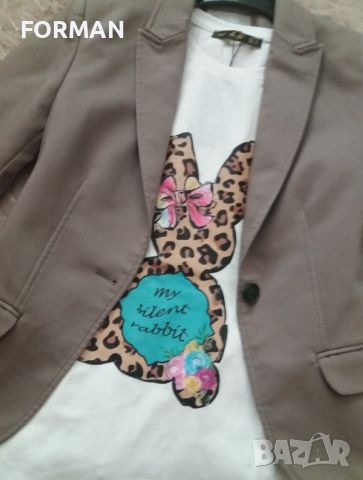 СТРАХОТНА удължена блуза с принт зайче, снимка 1 - Тениски - 45555022