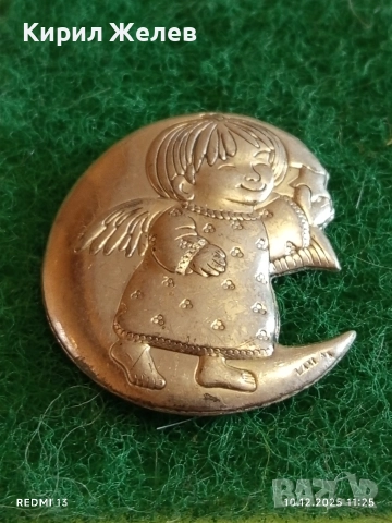 Сребърно бижу АНГЕЛЧЕ в ЛУНА много красив стилен дизайн 52442, снимка 2 - Колиета, медальони, синджири - 52719166