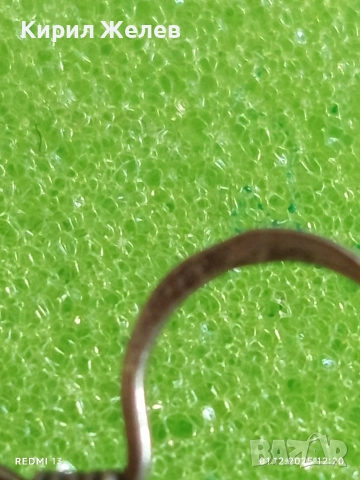 Изискана сребърна обица с бял емайл и кристали 43623, снимка 7 - Обеци - 52606385