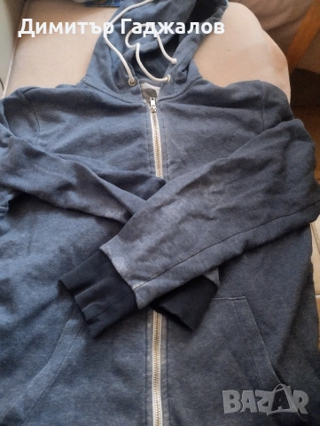 Мъжки памучен суитшърт с качулка и цип