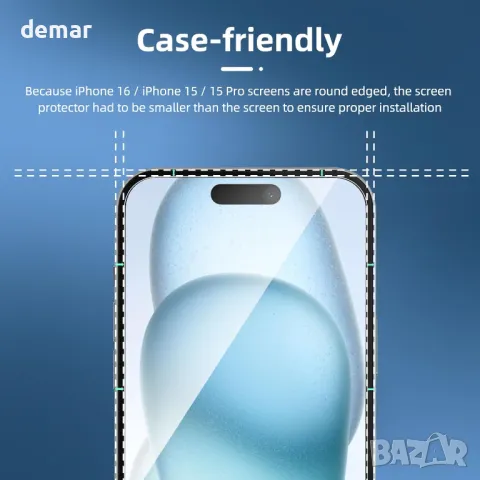 3 бр. Протектор на екрана за iPhone 16/15/15 Pro 6,1 инча, снимка 3 - Фолия, протектори - 49827209