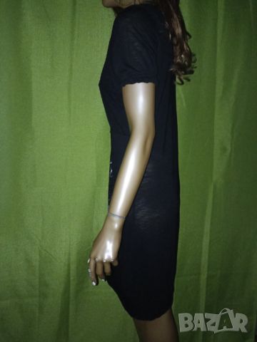 Desigual L, XL- Лятна рокля в черно с флорален принт и разноцветни копченца , снимка 8 - Рокли - 45679155