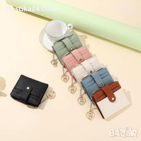 Компактен дамски портфейл с RFID защита и отделение за монети – зелен, снимка 3 - Чанти - 53727433