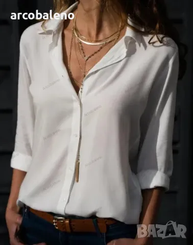 Дамска риза със самостоятелен дизайн с елегантна яка с ревер, 8цвята , снимка 10 - Ризи - 49816344