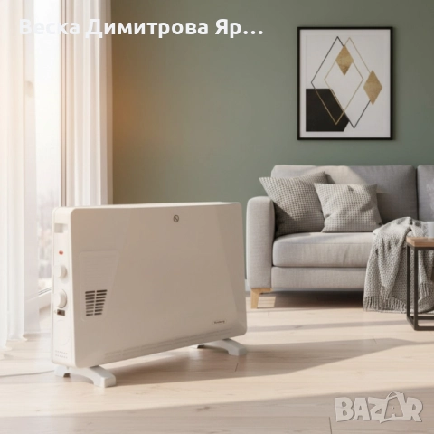 Конвекторен отоплител Rosberg – 2500W, 3 степени, с вентилатор, защита от прегряване (бял или черен), снимка 4 - Отоплителни печки - 51820955