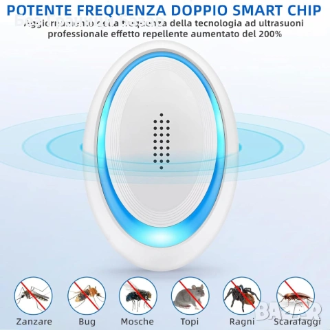 Нов комплект 6 броя Ултразвуков репелент против комари и мишки 120 м² 360° UK контакт, снимка 6 - Други стоки за дома - 53896923