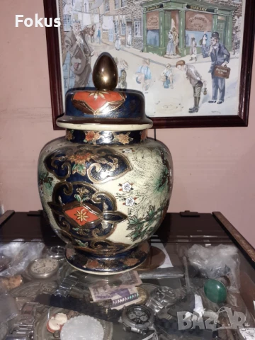 Сатцума Satsuma стара голяма ваза буркан порцелан маркировка, снимка 2 - Антикварни и старинни предмети - 51007298