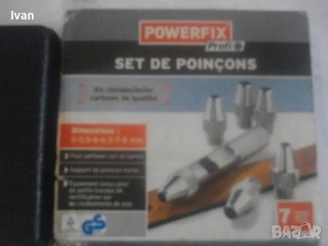 НОВ ОРИГИНАЛЕН НЕМСКИ КОМПЛЕКТ POWERFIX PROFI 7 БРОЯ СМЕНЯЕМИ ЗАМБИ ЗА ОТВОРИ 5-8мм ХРОМ-КАРБОНОВИ, снимка 9 - Други инструменти - 49766962