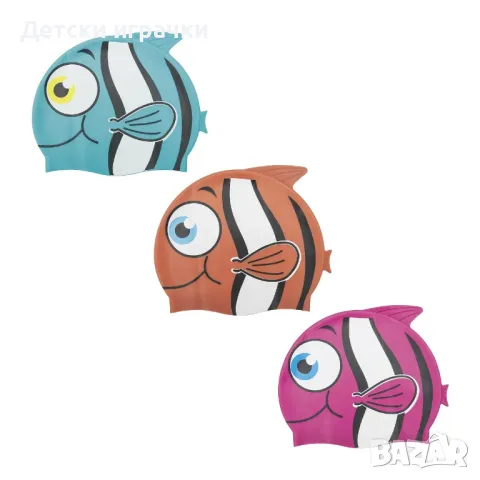 Детска шапка за плуване Bestway, универсален размер, мек силикон, рибка