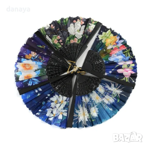 6049 Елегантно дамско ветрило за разхлаждане с принт на цветя, снимка 2 - Други - 51263683