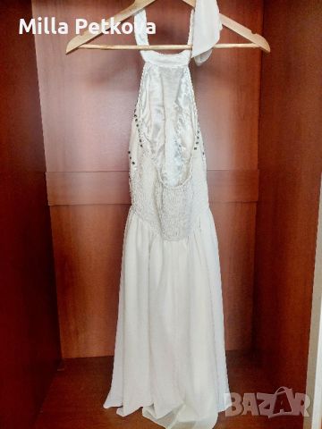 Бяла рокля с камъни, снимка 2 - Рокли - 45108574