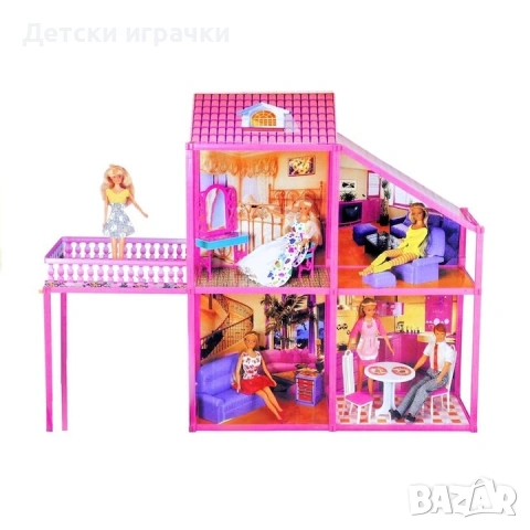 Двуетажна Къща за кукли Барби с кола 99 части , снимка 7 - Кукли - 53040174