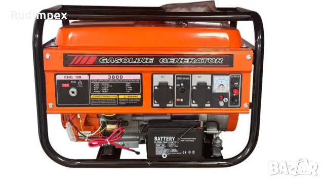 Генератор за ток 3.5 kW, 7.5 HP, бензинов, монофазен, AVR, 100% медни намотки, с електрически старте, снимка 2 - Генератори - 49843247