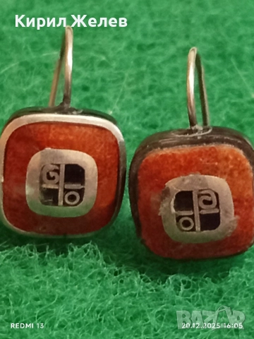 АВТОРСКИ СРЕБЪРНИ ОБЕЦИ с ЧЕРВЕН КОРАЛ СТИЛ и ЕЛЕГАНТНОСТ 43518, снимка 2 - Обеци - 52858204