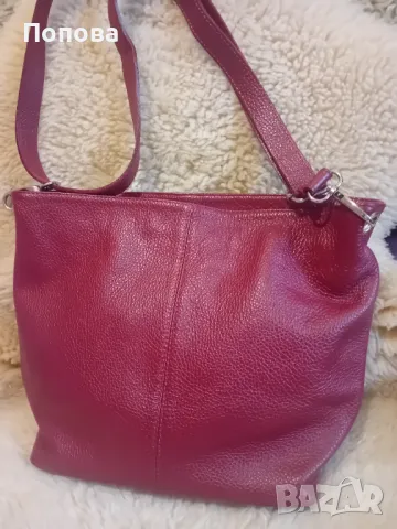 Червена италианска чанта естествена кожа , снимка 8 - Чанти - 50051520