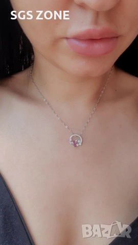 Сребърна висулка със сапфир и рубин от Тайланд, снимка 8 - Колиета, медальони, синджири - 53439507