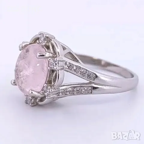 Сребърни Пръстени с Невероятен Морганит от Тайланд, снимка 16 - Колиета, медальони, синджири - 49844750