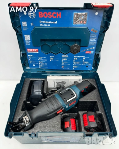 BOSCH GSA 18V-28 - Безчетков саблен трион 2x18V 5.0Ah неразличим от нов!, снимка 2 - Триони и циркуляри - 53404896
