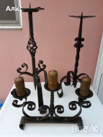 свещник от ковано желязо, снимка 2 - Антикварни и старинни предмети - 45040654