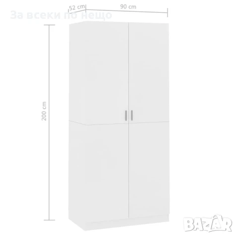 Гардероб, бял, 90x52x200 см, ПДЧ Код P893, снимка 2 - Гардероби - 50994334