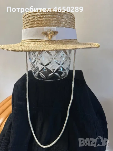 Лятна сламена шапка с права периферия, снимка 4 - Шапки - 53925208
