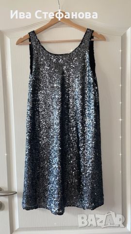🤩 wowБлестяща къса нова парти коктейлна официална рокля сребърни пайети , сребро, снимка 6 - Рокли - 45873993