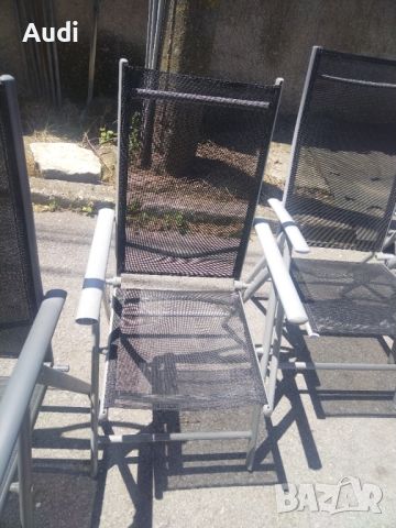 Комплект 4 броя сгъваеми алуминиеви къмпинг столове с подлакътници , снимка 5 - Градински мебели, декорация  - 45799173