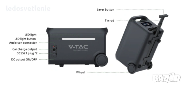 Портативна Зарядна Станция (с LiFePO4 Батерия и Wifi ) V-tac 3000W / 2560Wh, снимка 9 - Други - 54115949