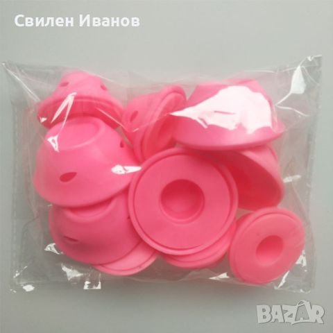 Комплект от 10 броя силиконови ролки за коса в розов или син цвят, снимка 4 - Други - 45536318