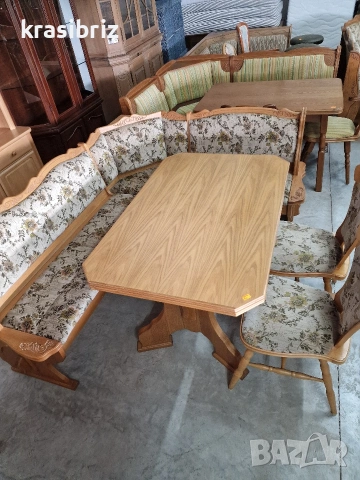 К-т Масивен Кухненски Ъгъл с Разтегателна Трапезна Маса и 2бр.Стола-внос от Германия!, снимка 2 - Маси - 53886204