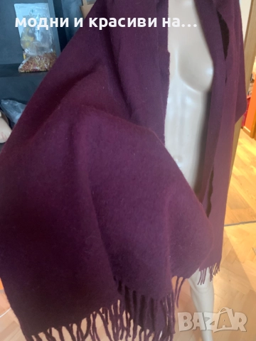 Голям вълнен шал MSCH Copenhagen бордо, снимка 3 - Шалове - 52736000