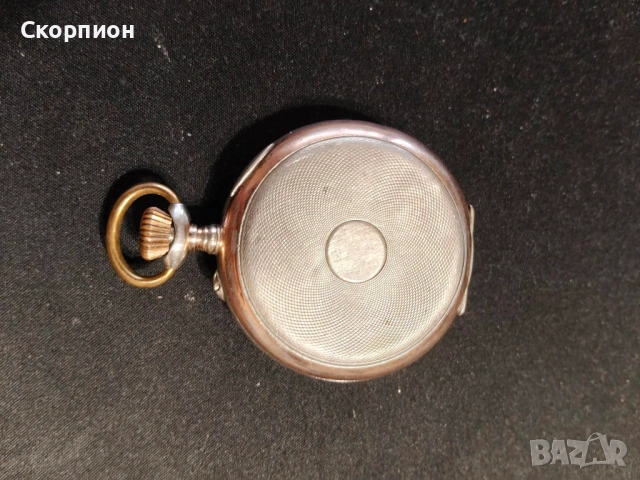 Швейцарски СРЕБЪРЕН джобен часовник FRIEDE с позлата - 10 РУБИНА ПРОМОЦИЯ, снимка 4 - Джобни - 48361909