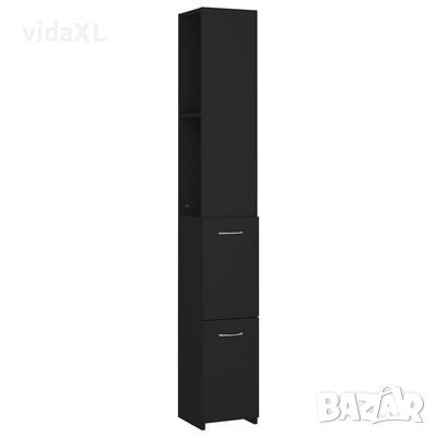 vidaXL Шкаф за баня, черен, 25x26,5x170 см, инженерно дърво(SKU:808432, снимка 1 - Шкафове - 46322399