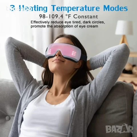 Маска за очи с затопляне и компресия. Одобрена от FSA и HSA. Против мигрена, тъмни кръгове хубав сън, снимка 5 - Масажори - 50552301